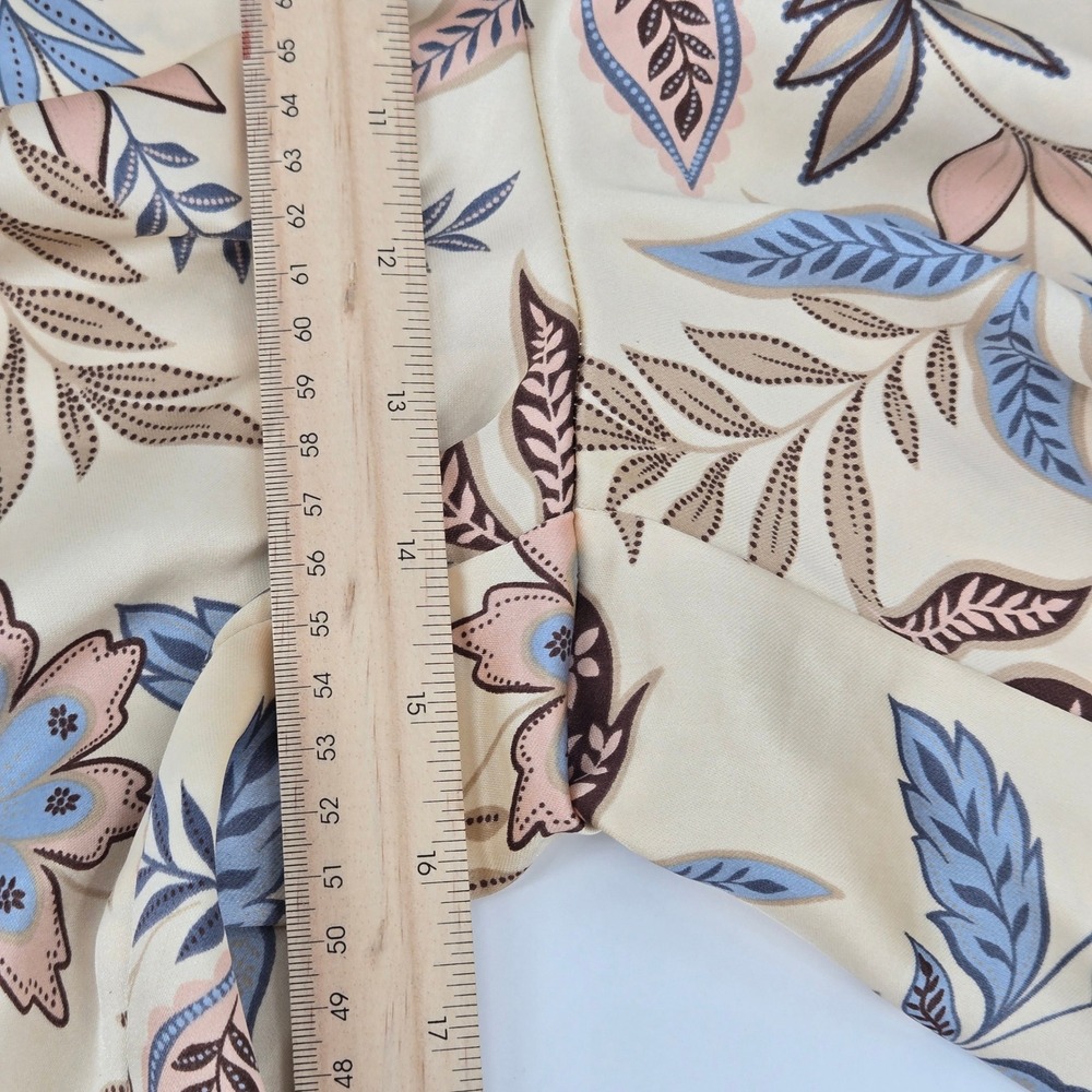House of Harlow 1960 Floral Wide Leg Pants XL Cream Pink Blue‎ Boho Whimsigoth - Picture 11 of 14